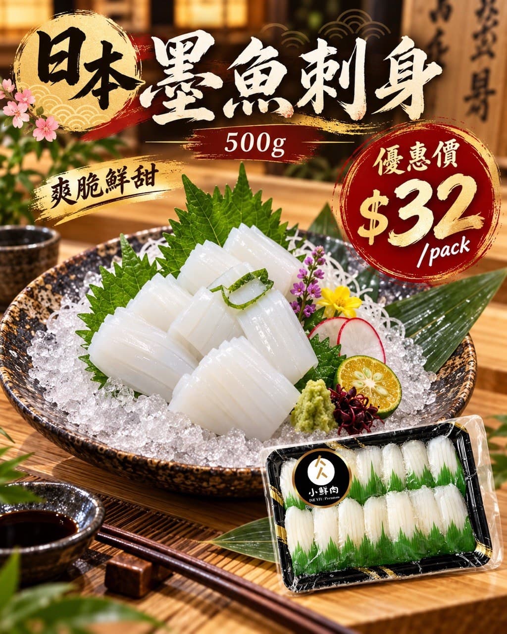 日本墨魚刺身 500g