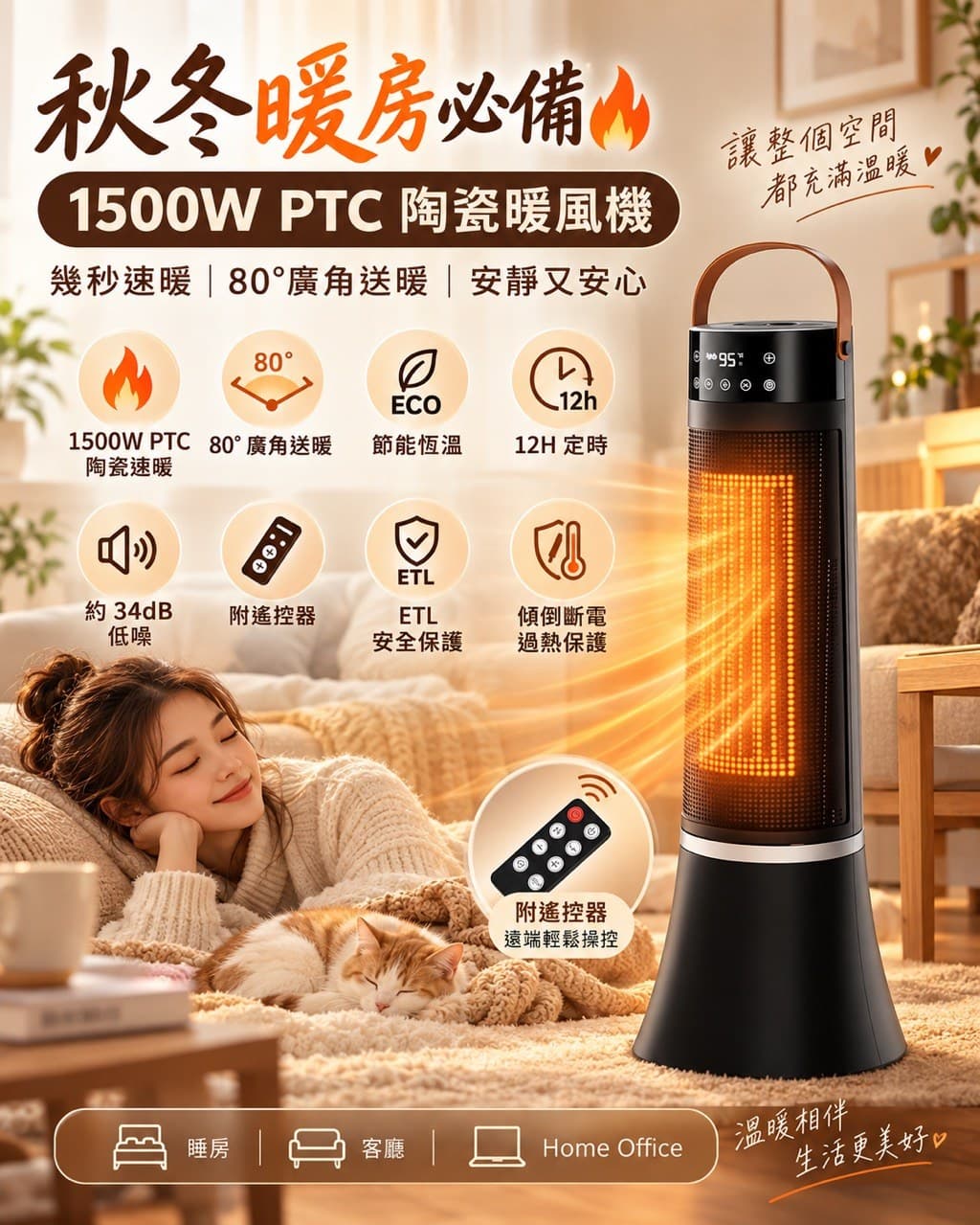 1500W PTC 陶瓷暖風機