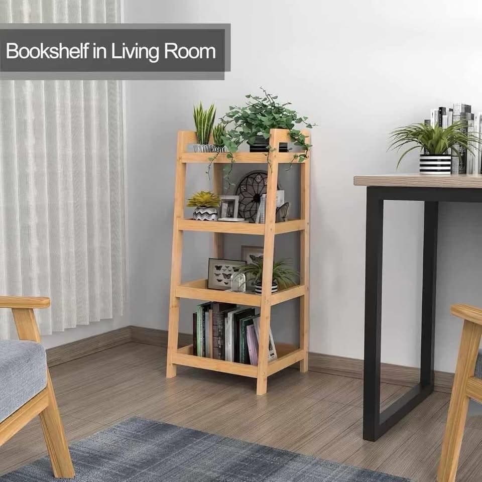三層梯形多功能竹製收納架