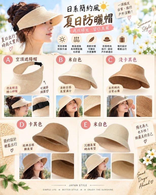 日系夏日防曬帽 (1)
