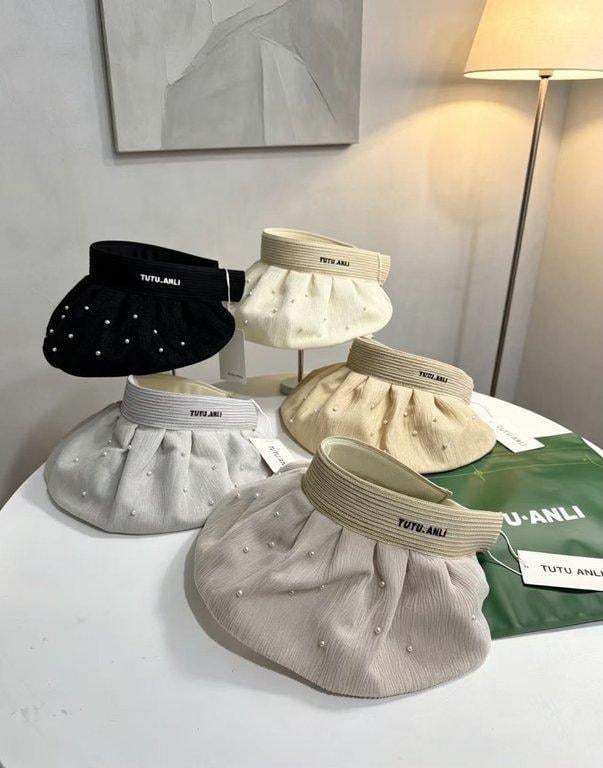 TUTU·ANLI 柔霧珠光褶皺遮陽空頂帽 (8)