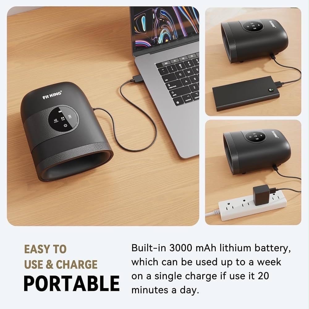 FIT KING 智能無線充電款氣壓熱敷手部按摩器 (4)
