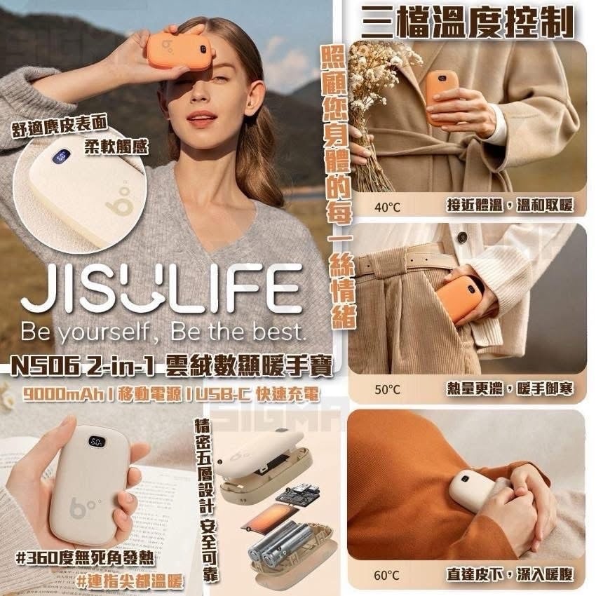 JISULIFE 幾素 NS06 2合1雲絨數顯暖手寶 (1)