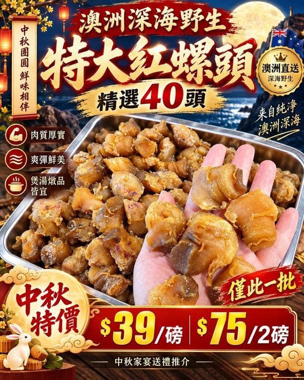 澳洲深海野生特大紅螺頭